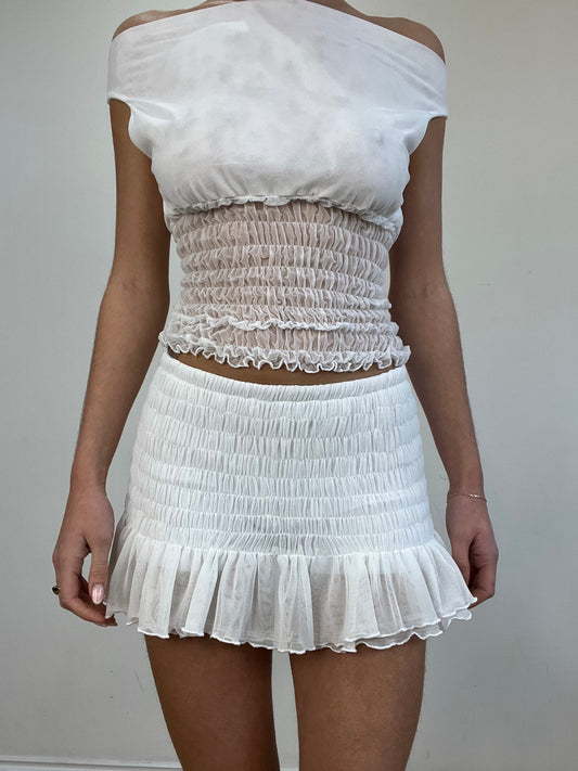 #256 SAMPLE SALE | small poppy skort in white
