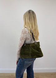 olive green shoulder bag detail view
