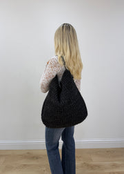 large black hobo shoulder bag detail view