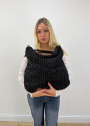 large black hobo shoulder bag front view