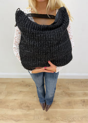 large black hobo shoulder bag detail view