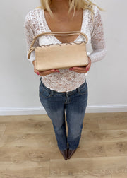 beige braided detail mini shoulder bag detail view