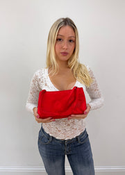 red floral mini handbag detail view