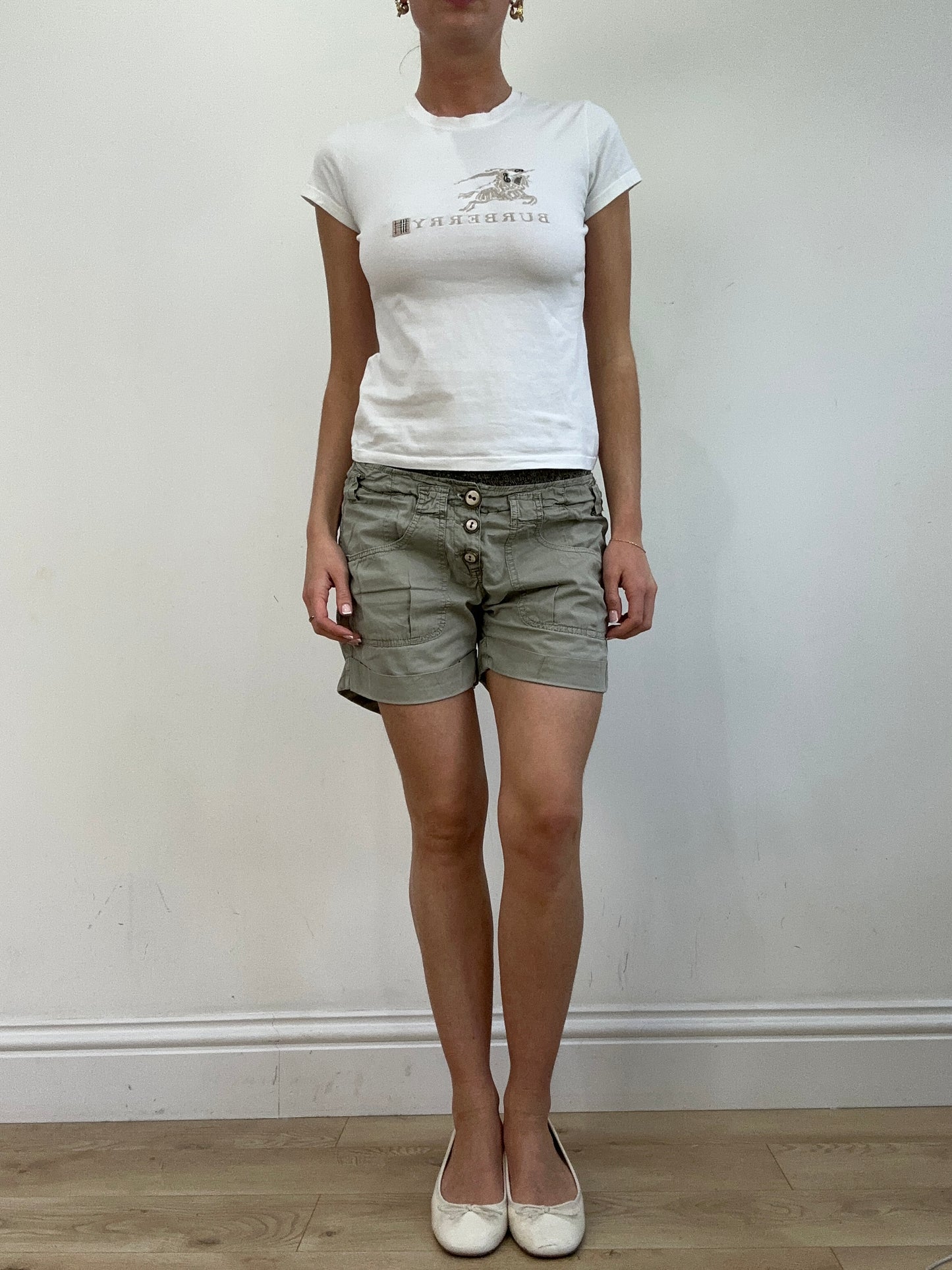 vintage edit twenty | small khaki cargo style shorts