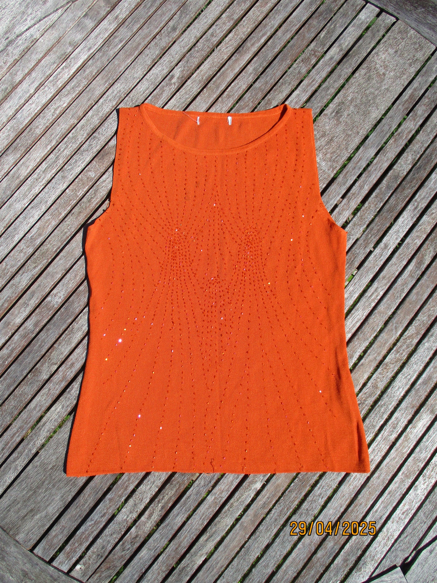 vintage edit twenty | medium orange beaded tank top