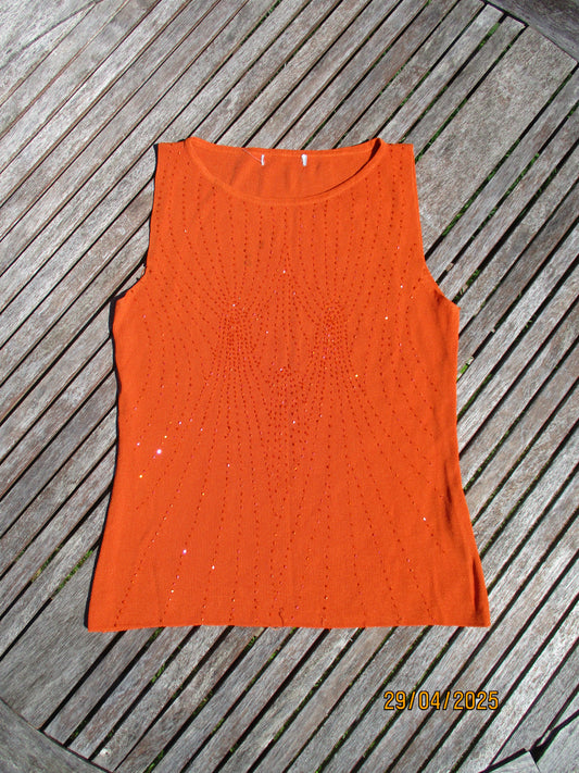 vintage edit twenty | medium orange beaded tank top