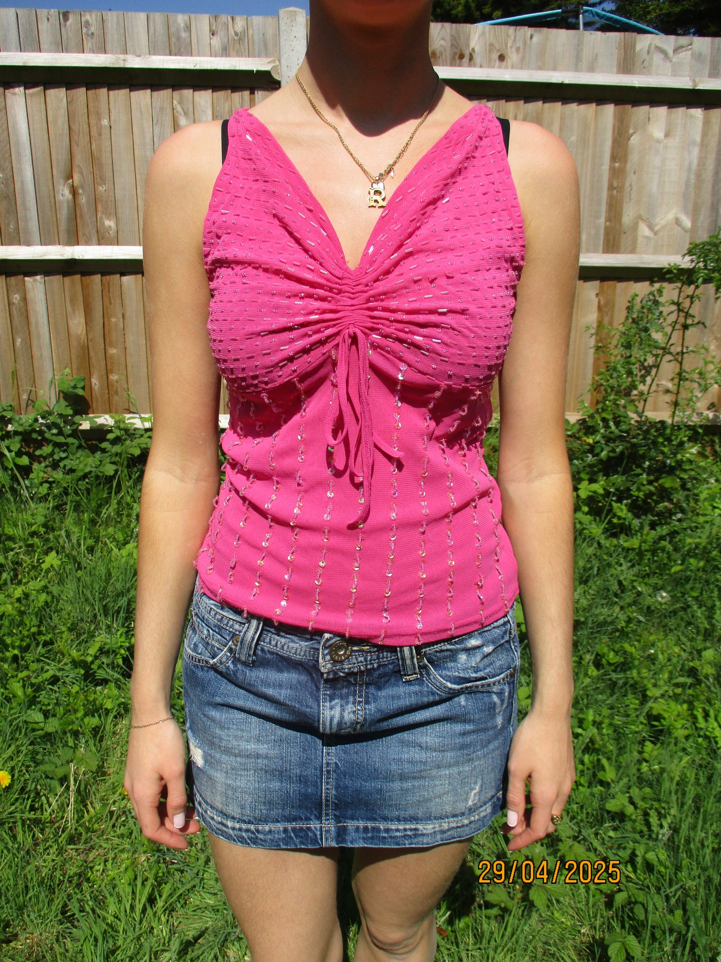 vintage edit twenty | medium pink beaded cami