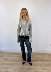 extra small grey denim wash jacket - open or alternate front