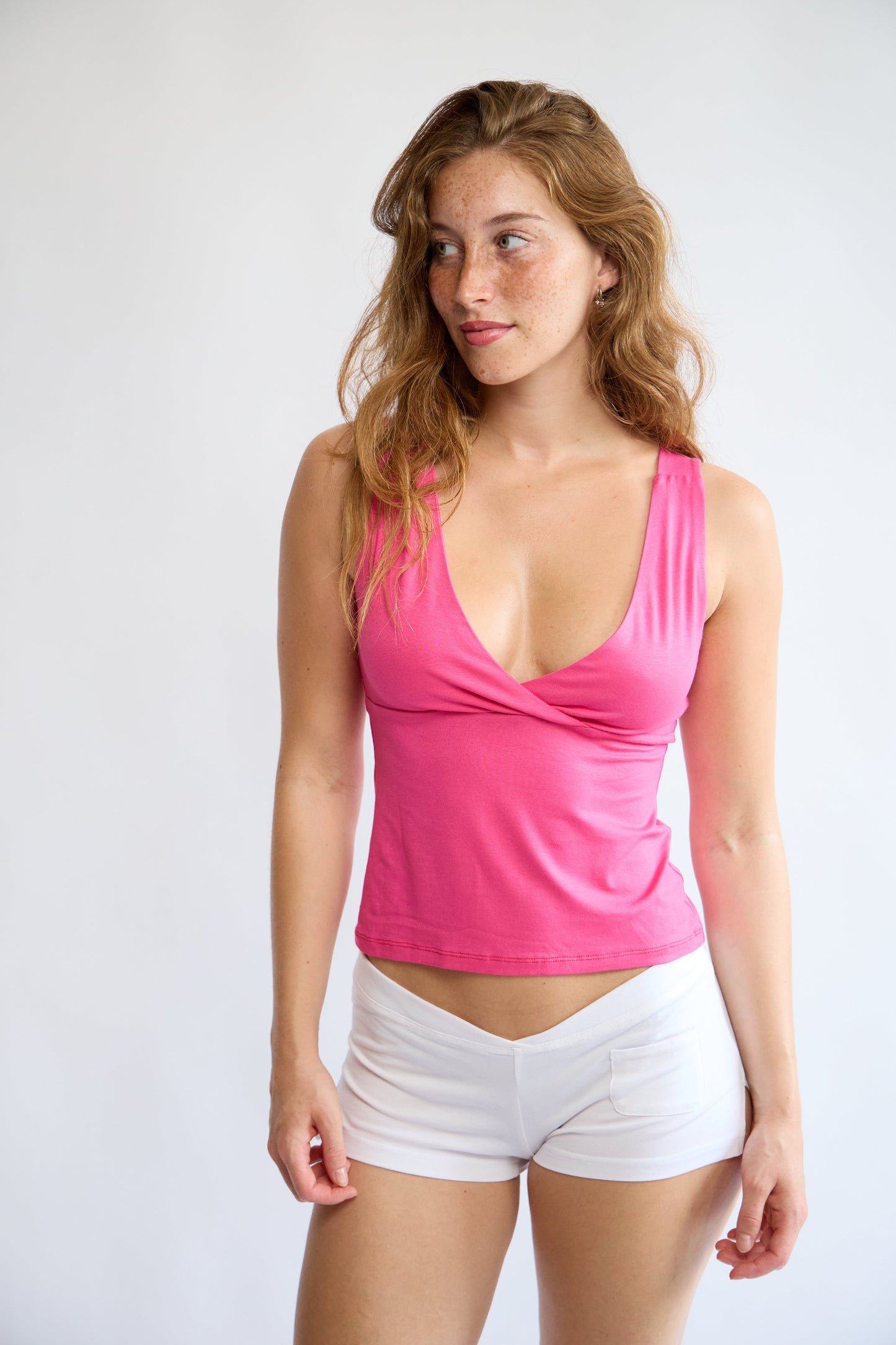 The Lorelle Top in Bubblegum Pink – front view