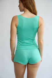 The Lorelle Top in Aqua – back view