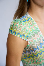 Allegra Dress in Pistachio Green – cap-sleeve detail