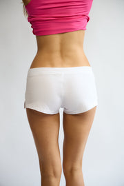 Model wearing Lorelle Shorts in Marshmallow White – back view
