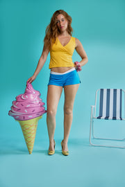 Lorelle Top in Banana Split with Blue Slushie shorts – ice-cream campaign