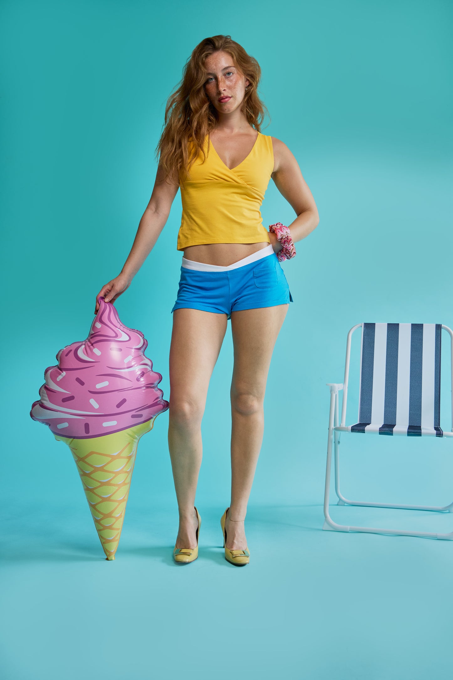 Lorelle Top in Banana Split with Blue Slushie shorts – ice-cream campaign