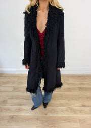 WINTER FAVOURITES | الوسوم السوداء الأفغانية القميص مع faux fur trim