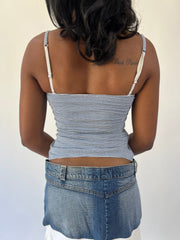 aquamarine drop | small blue and white striped lace cami top