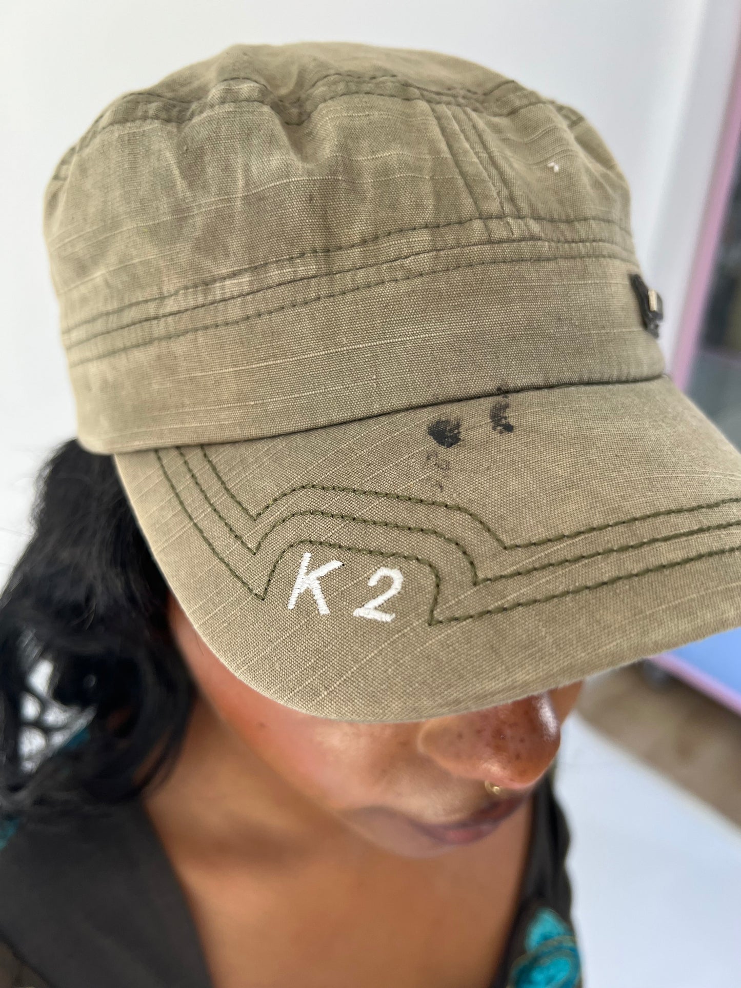 aquamarine drop | one size khaki k2 cap