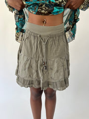 aquamarine drop | small khaki ruffle mini skirt