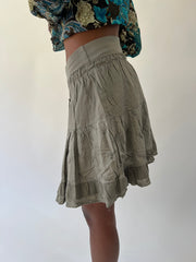 aquamarine drop | small khaki ruffle mini skirt