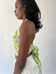 aquamarine drop | small/medium green and white patterned halter top