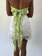 aquamarine drop | small/medium green and white patterned halter top