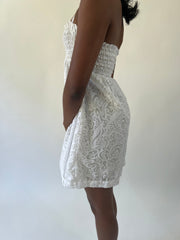 aquamarine drop | small white miss luxe paisley halter mini dress