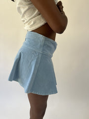 aquamarine drop | small light blue denim skater mini skirt