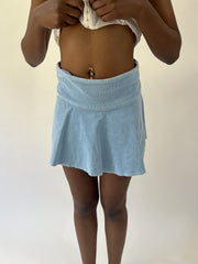 aquamarine drop | small light blue denim skater mini skirt