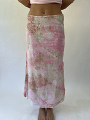 aquamarine drop | small pink patterned mesh maxi skirt