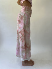 aquamarine drop | small pink patterned mesh maxi skirt