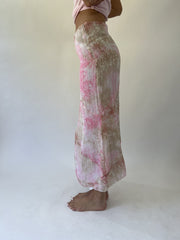 aquamarine drop | small pink patterned mesh maxi skirt