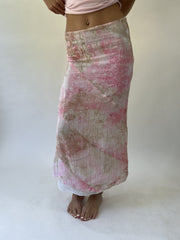 aquamarine drop | small pink patterned mesh maxi skirt