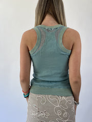 aquamarine drop | small sage green layered tank top