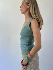 aquamarine drop | small sage green layered tank top