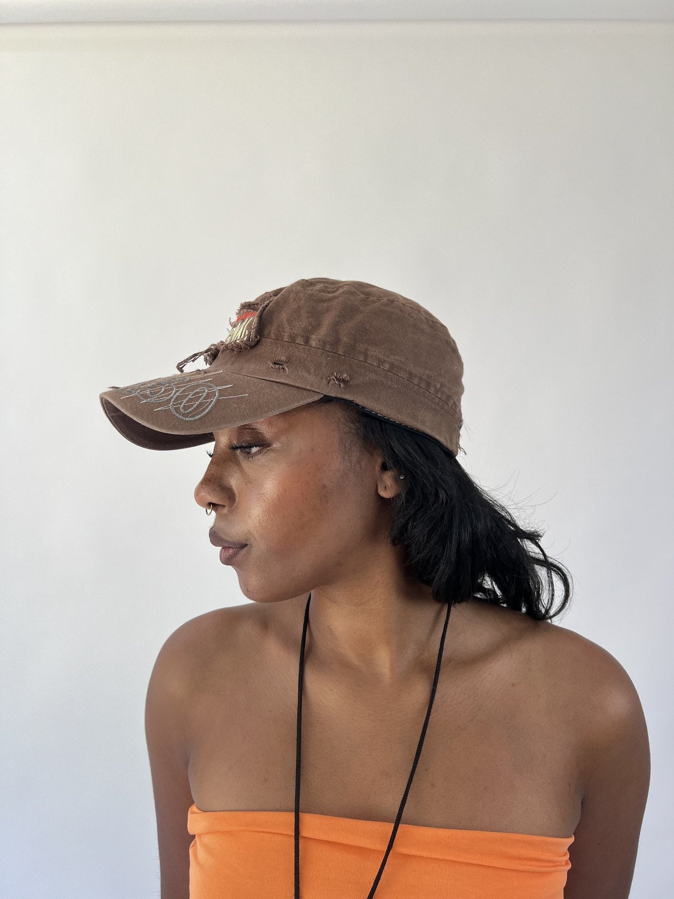 aquamarine drop | one size brown distressed original cap