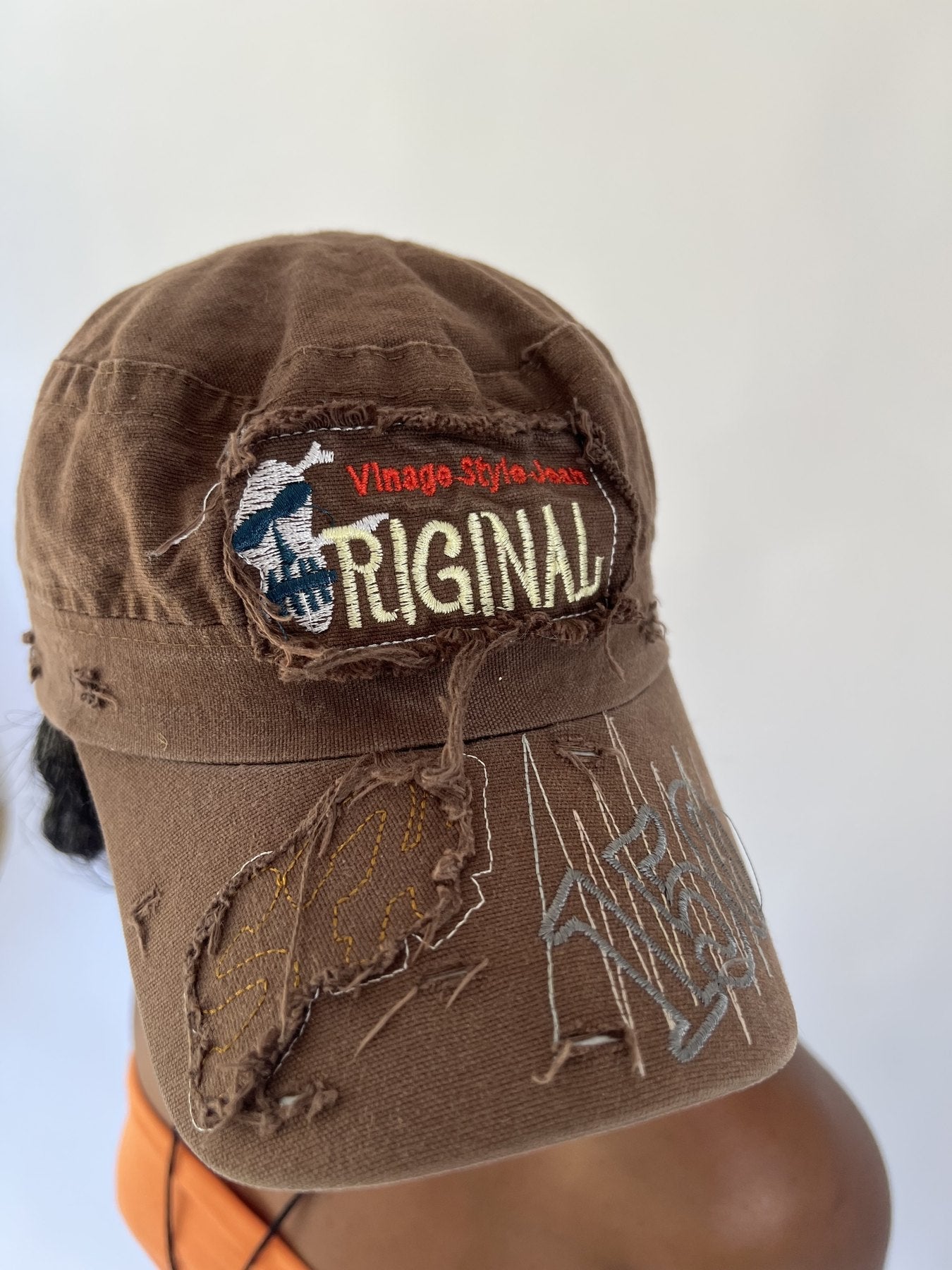 aquamarine drop | one size brown distressed original cap