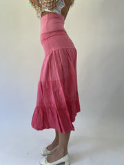 aquamarine drop | small pink tiered maxi skirt