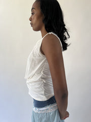aquamarine drop | large white butterfly applique sleeveless top
