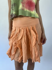 aquamarine drop | small orange ruffle mini skirt