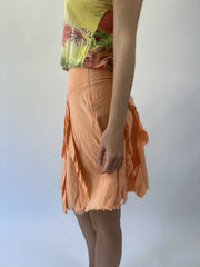 aquamarine drop | small orange ruffle mini skirt