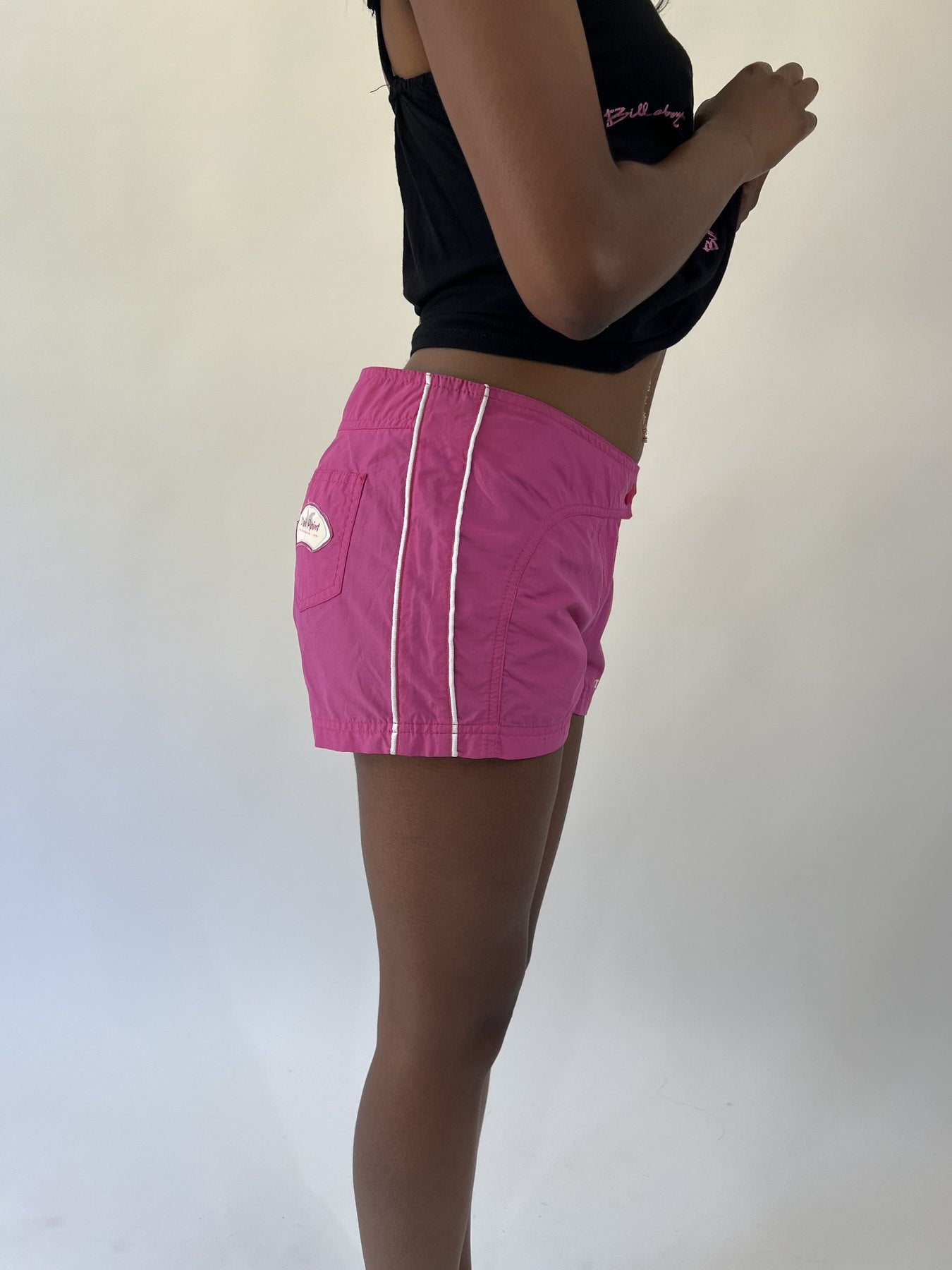 aquamarine drop | small pink champion sports shorts