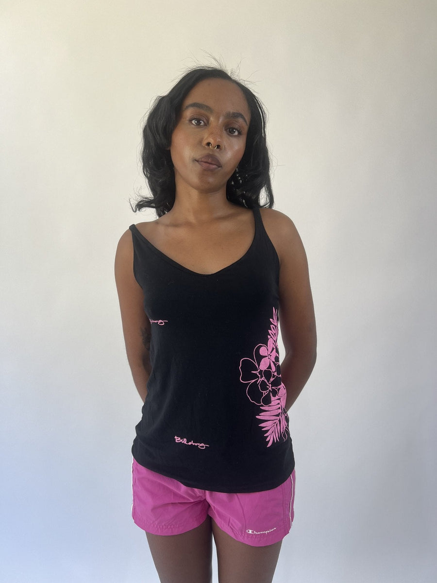 aquamarine drop | small black billabong floral cami top