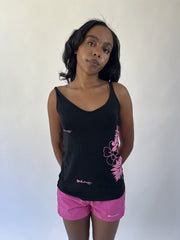aquamarine drop | small black billabong floral cami top