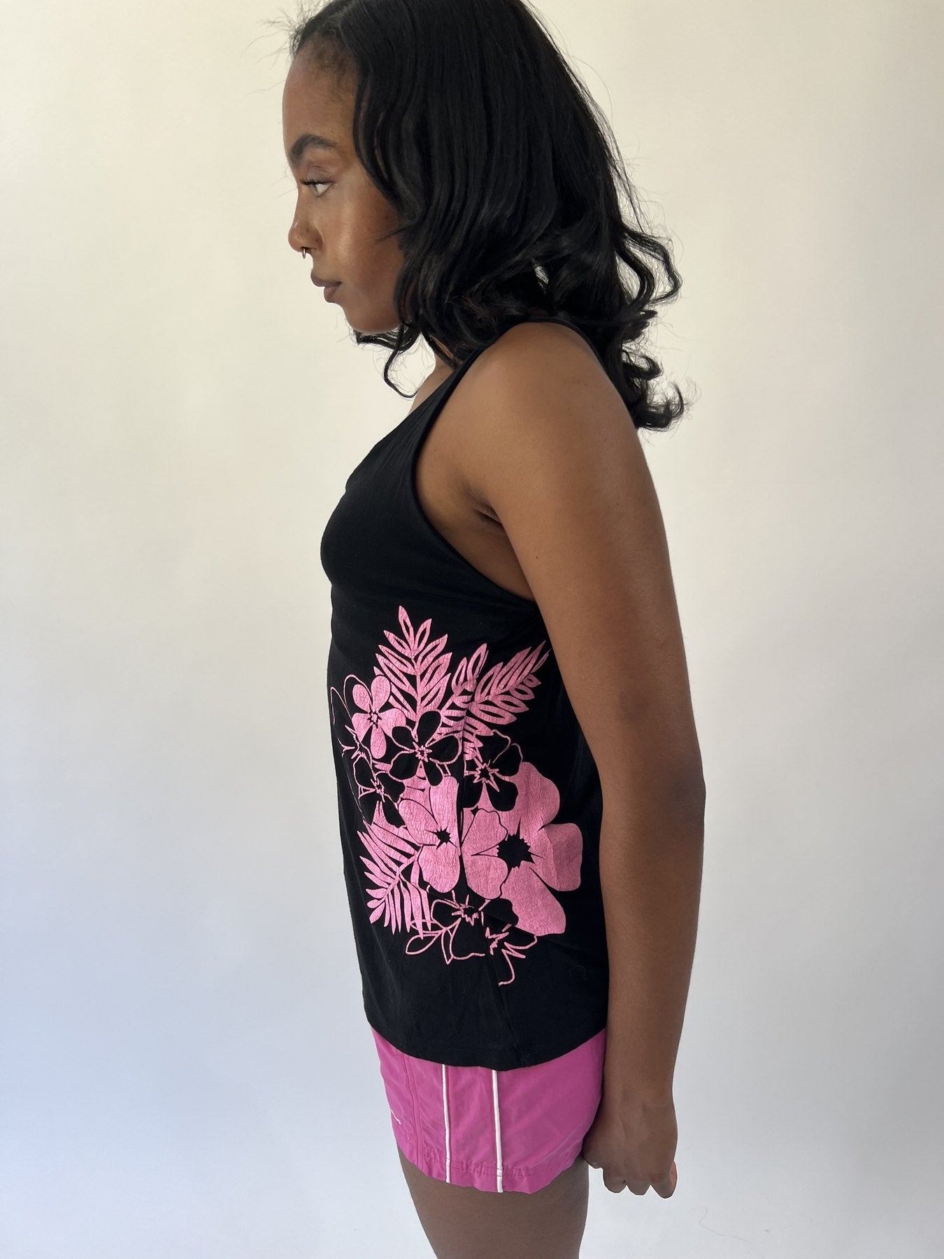 aquamarine drop | small black billabong floral cami top