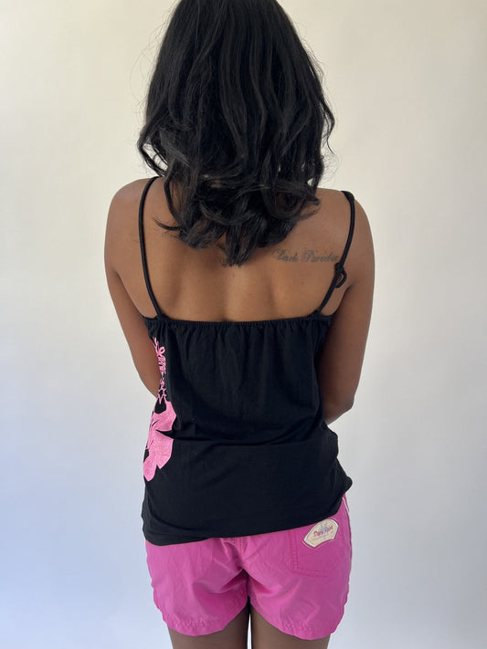 aquamarine drop | small black billabong floral cami top
