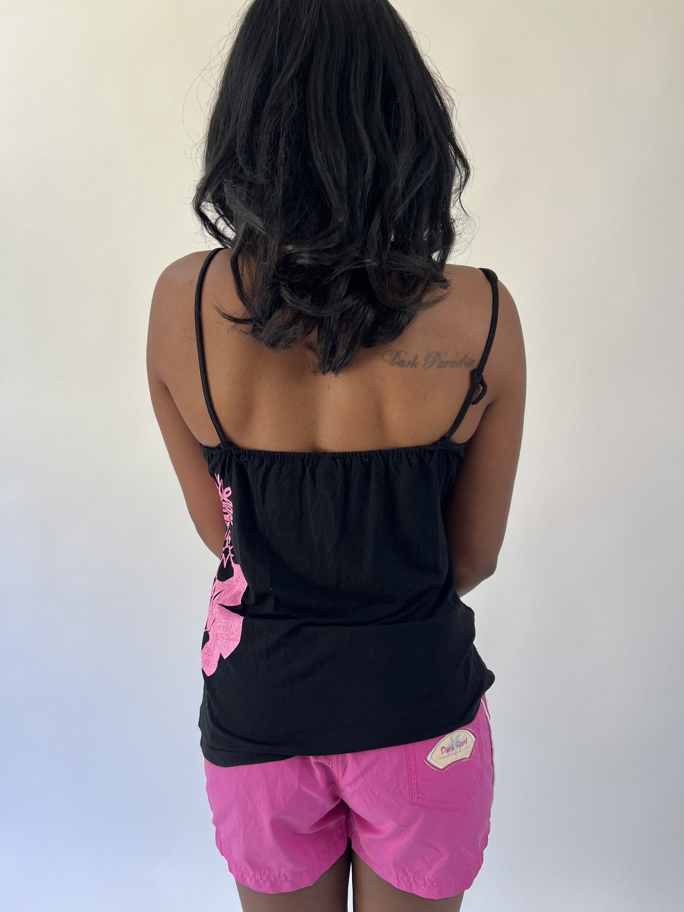 aquamarine drop | small black billabong floral cami top