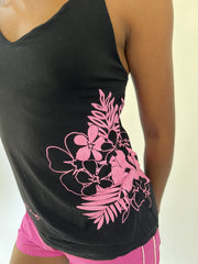 aquamarine drop | small black billabong floral cami top
