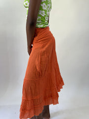 aquamarine drop | small orange tiered maxi skirt