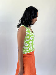 aquamarine drop | small green and white floral sleeveless top