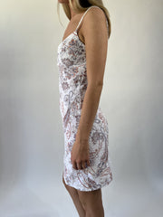 aquamarine drop | small white and pink paisley midi dress